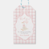 Eén domme gans roze strik eerste verjaardag cadeaulabel (Voorkant)