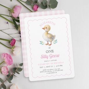 Eén domme gans Roze Whimsical meisje eerste verjaa Kaart