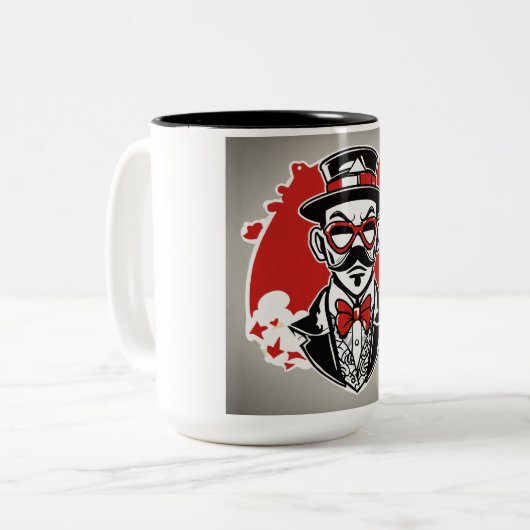 Een door Keith Haring geïnspireerd Mok-ontwerp Tweekleurige Koffiemok (Voorkant links)