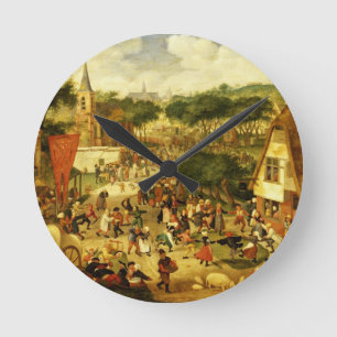 Een dorpsbeurs ronde klok
