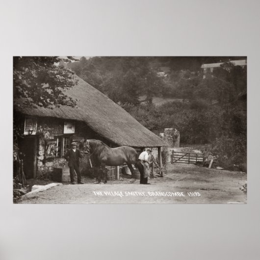 Een dorpsmid die een paard laat zien poster (Voorkant)