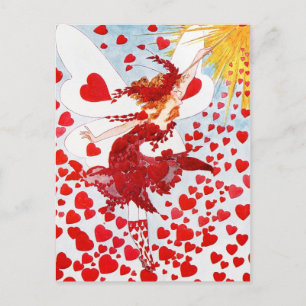 Een douche van rode harten van de Valentijnse fee Feestdagenkaart