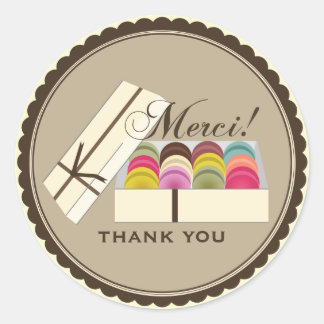 Een dozijn Franse macarons Merci dank u Ronde Sticker