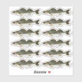 Een dozijn portemonnee snoekvissen sticker (Vel)