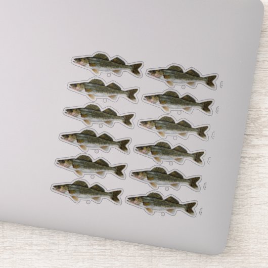 Een dozijn portemonnee snoekvissen sticker (Detail)