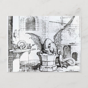 Een draak in een workshop briefkaart