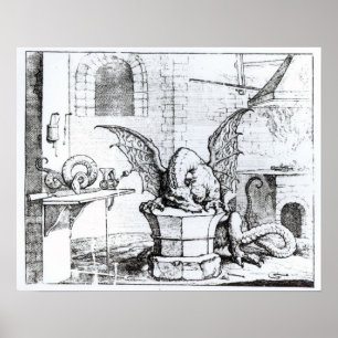 Een draak in een workshop poster