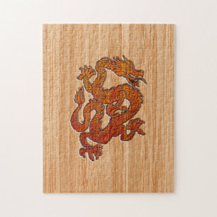 Een draak in het oosten van Bamboo Legpuzzel