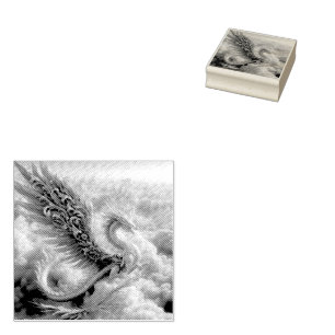 Een draak omringd door wolken rubberstempel