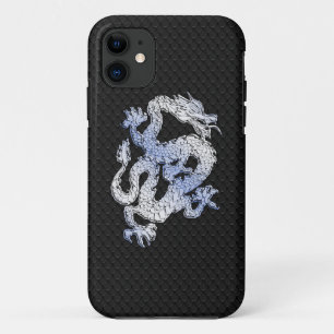 Een dragoexpressie op Black Snake Skin Print iPhone 11 Hoesje