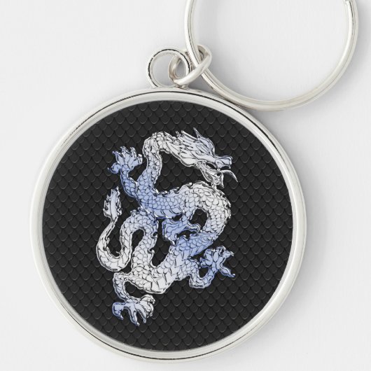 Een dragoexpressie op Black Snake Skin Print Sleutelhanger (Voorkant)