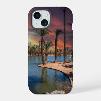 een dramatische zonsondergang bij Encanto Park iPhone 15 Hoesje