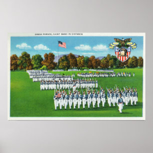 Een dresparade, kadetband op afstand poster