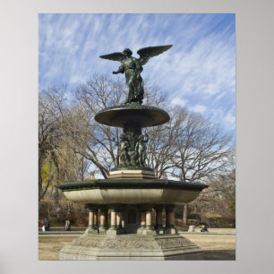 Een droge winter Bethesdafontein in Central Park Poster