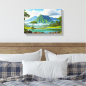 Een dromerig landschap: een vreedzaam Uitzicht van Canvas Afdruk (Insitu (Slaapkamer))