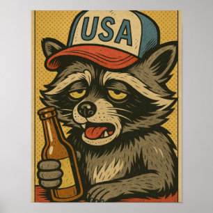 EEN DRONKEN WASBEER LOOPT EEN CAFE BINNEN-6 POSTER