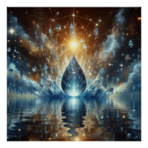 Een druppel zuiver water op een blauw meer