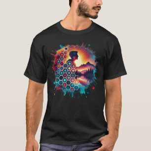 Een dubbele belichtingskunst een silhouet t-shirt