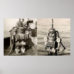 Een duikpak van 250 kg uit de jaren 1900 poster