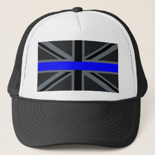 Een dun blauw lijnaansluiting trucker pet