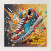 Een dynamische hardloopschoen ontketend legpuzzel (Verticaal)