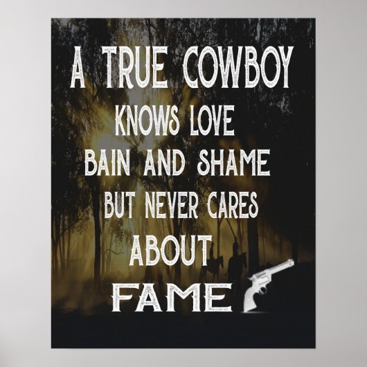 Een echt cowboy gezegde canvas poster (Voorkant)