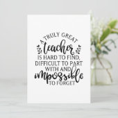 Een echt geweldige leraar is moeilijk te vinden bedankkaart (Staand voorkant)