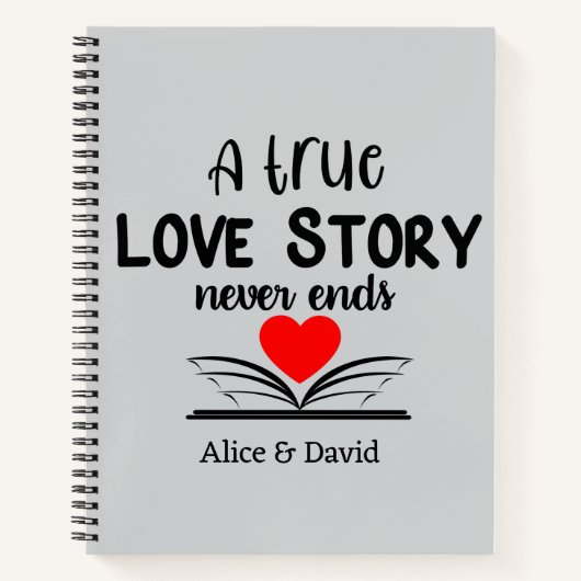Een echt liefdesverhaal eindigt nooit notitieboek (Voorkant)