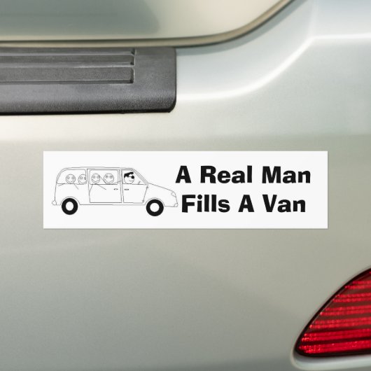 Een echt Man vult een Van Bumpersticker (Op auto)