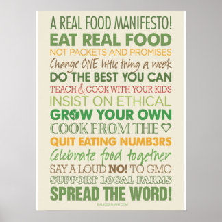 Een echt voedselmanifest poster
