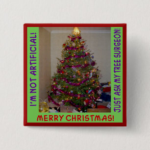 Een Echte Kerstboom Vierkante Button 5,1 Cm