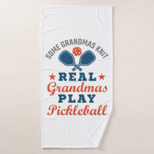 Een echte oma Knit Real Grandmas Play Pickleball Badhanddoek