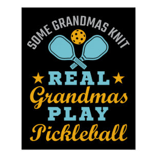 Een echte oma Knit Real Grandmas Play Pickleball Perfect Poster
