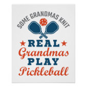 Een echte oma Knit Real Grandmas Play Pickleball Perfect Poster (Voorkant)