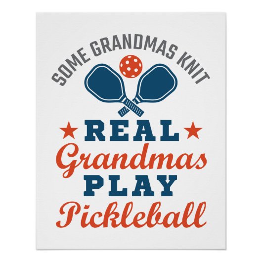 Een echte oma Knit Real Grandmas Play Pickleball Perfect Poster (Voorkant)