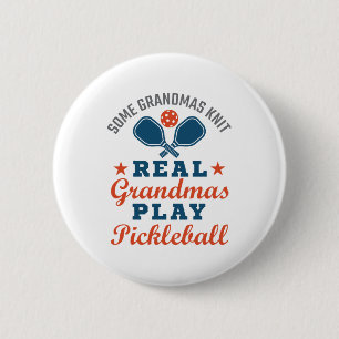 Een echte oma Knit Real Grandmas Play Pickleball Ronde Button 5,7 Cm