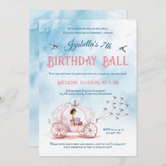 Een echte prinses verjaardagsfeestuitnodiging kaart (Voorkant / Achterkant)
