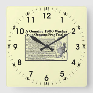 Een echte wandklok van 1900 Washer Vierkante Klok