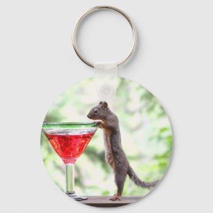 Een eekhoorn Drink een cocktail Sleutelhanger