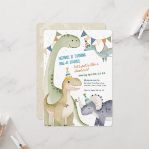 Eén een saurus Schattige Boy 1st Birthday Dinosaur Kaart