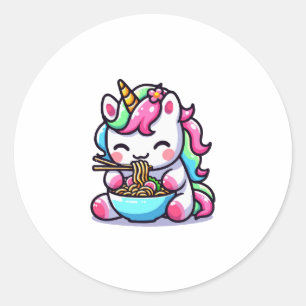 Een eenhoorn regenboog eten ramen ronde sticker