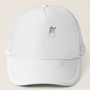 Een eenhoorn uit een zak trucker pet