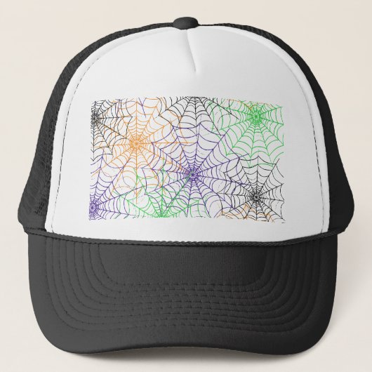 Een eenvoudig Halloween Spin's Web Patroon Trucker Pet (Voorkant)