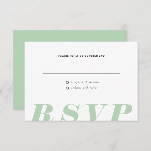 Een eenvoudige datum RSVP-insteekkaart RSVP Kaartje (Voorkant / Achterkant)