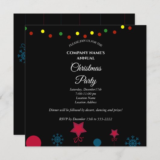 Een eenvoudige elegante uitnodiging voor kerstfees (Voorkant / Achterkant)