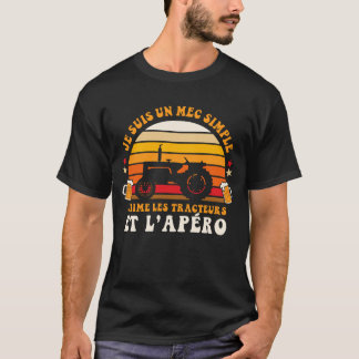 een eenvoudige kerel ik hou van tractoren en aperi t-shirt