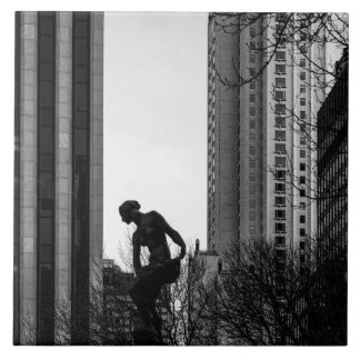 Een eenzaam moment in de stad tegeltje