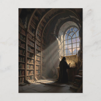 Een Eenzame Geleerde in Oude Bibliotheek Boekenlie Briefkaart