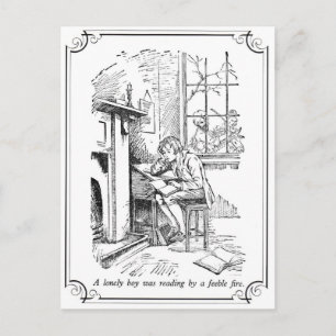 Een eenzame jongen briefkaart