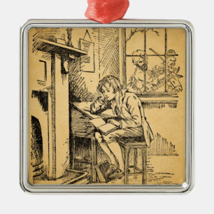 Een eenzame jongen metalen ornament